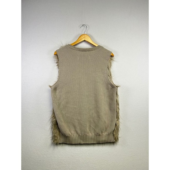 Sebby Collection Women's Faux Fur Knit Vest Tan XL - Picture 8 of 11
